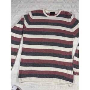 Zara Man 100% Cotton Striped Sweater Blue/Red Pullover Size Medium Preppy